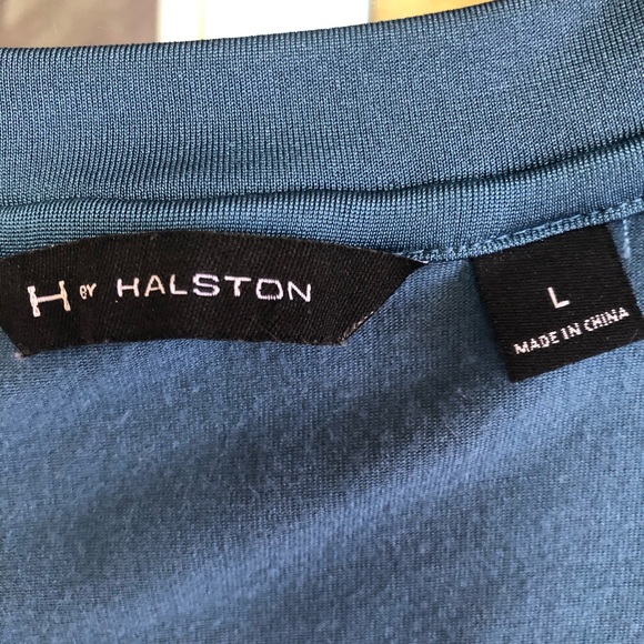 Halston Designer Blue Jade 3/4 sleeve Spring Top - Picture 4 of 5